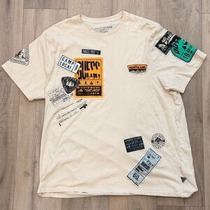 Guess Cream Graphic Tee with Patches